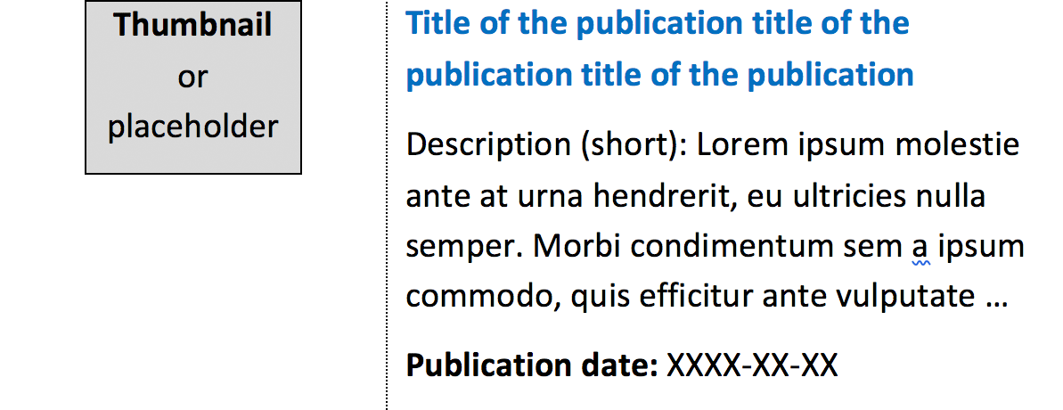 Option 1: Image of thumbnail with metadata